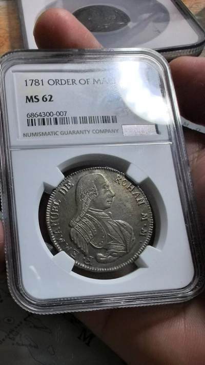 马耳他骑士团1781年15塔里银币 NGC-MS62 - 马耳他骑士团1781年15塔里银币 NGC-MS62