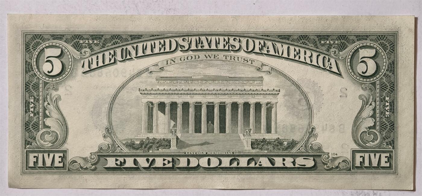 紫瑗钱币——第347期拍卖——纸币场 美国 1988年 B版 A序列 亚伯拉罕.林肯 5美元 小头版 UNC