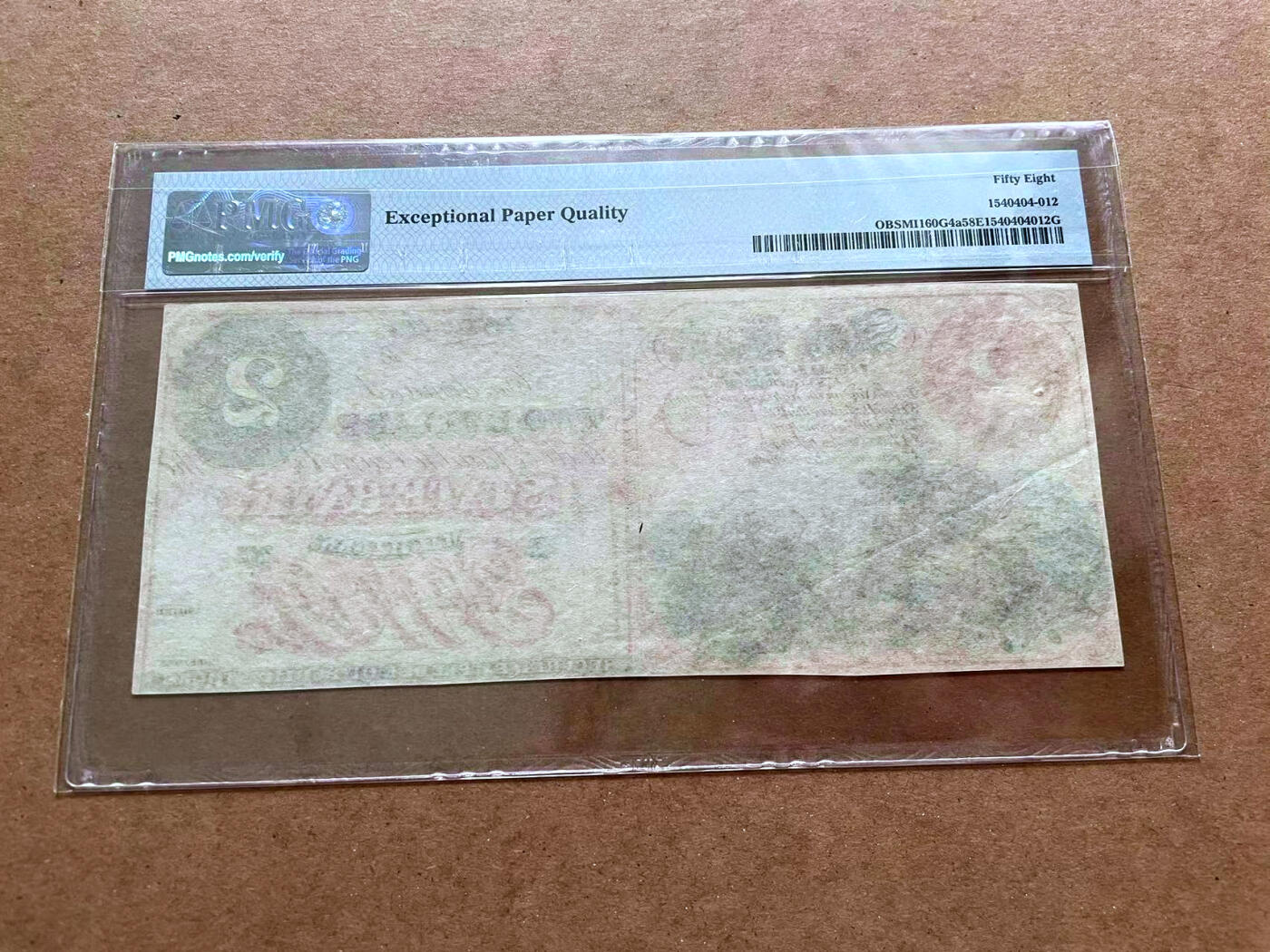 【Blue Auction】✨世界纸币精拍第475期【精】 美国 早期 密歇根州 1859-60年代2美金 印第安人狩猎野牛大场景 雕刻非常漂亮 PMG58EPQ 原票