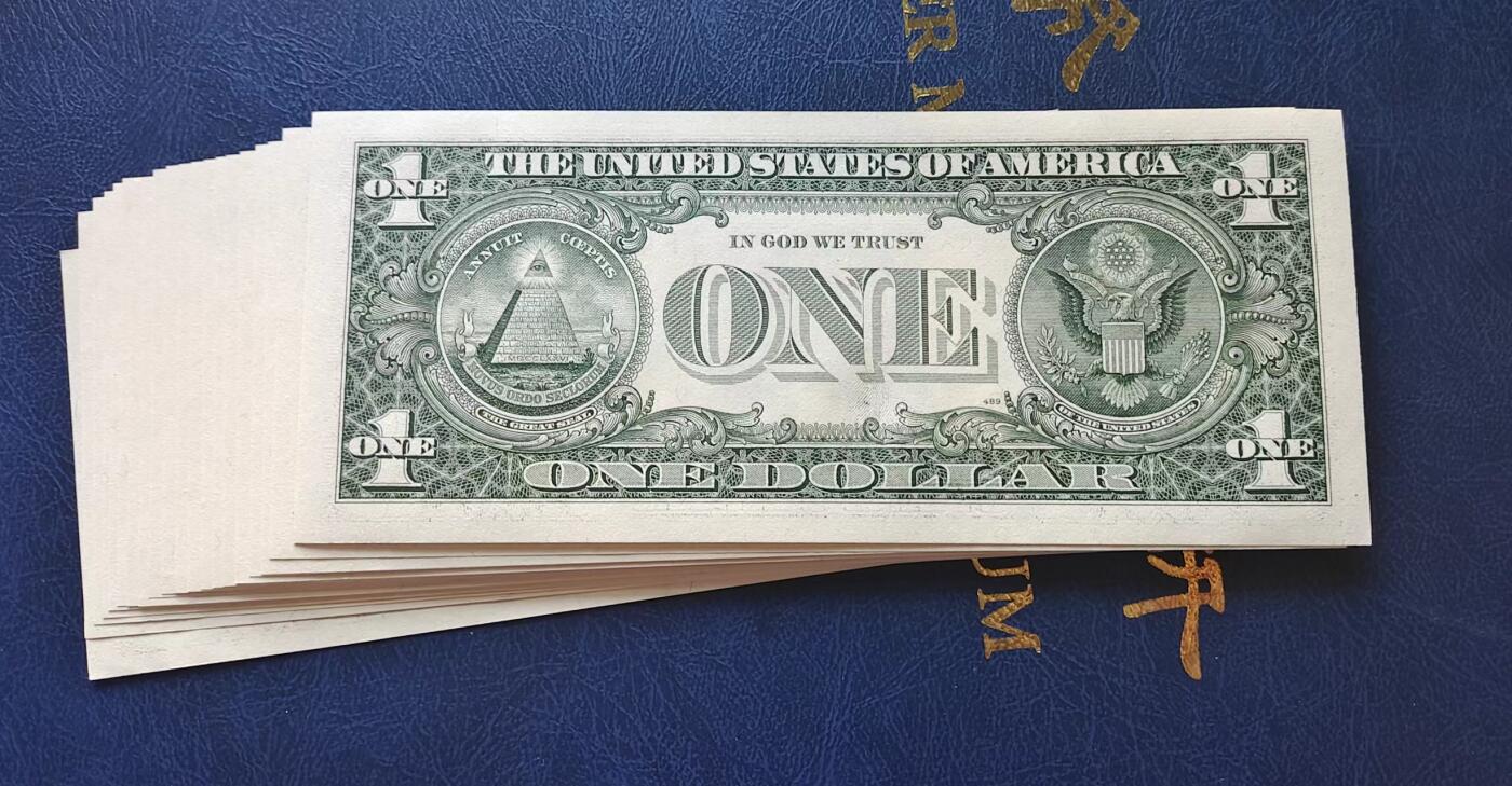 Unc 美国纸币 1993年 1元纸币 美金 连号 Unc 美国纸币 1993年 1元纸币 美金 连号