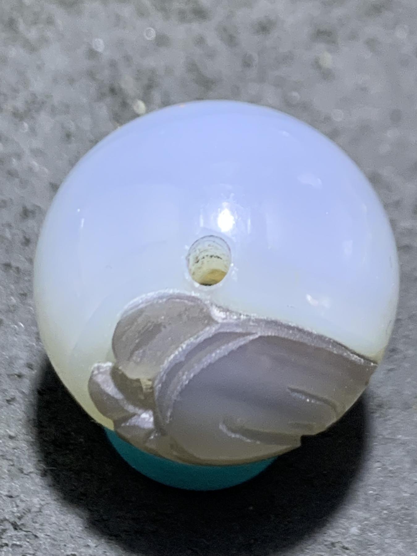 精美高玉化海洋玉髓手工俏色巧雕一心向佛圆珠一个！