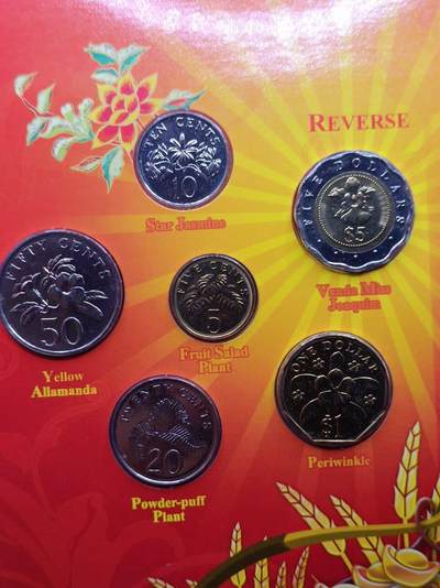 【淘币小摊】实时拍第八百九十六拍   银币套币场    每周一统一发货 新加坡2009年牛年贺岁套币含少见五元双色币