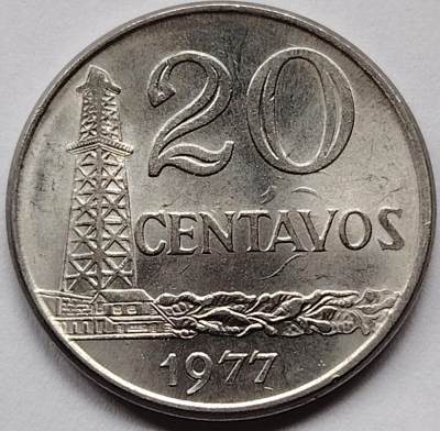 布加迪🐬～世界钱币🌾第 116 期 /  美洲国家币专场 - 巴西🇧🇷 1977年 20c 头像版