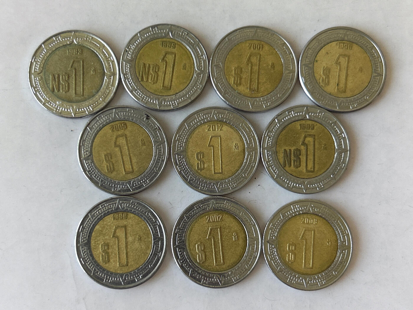 第一海外回流一元起拍收藏 散币专场 第87期 墨西哥1比索双色币 10枚