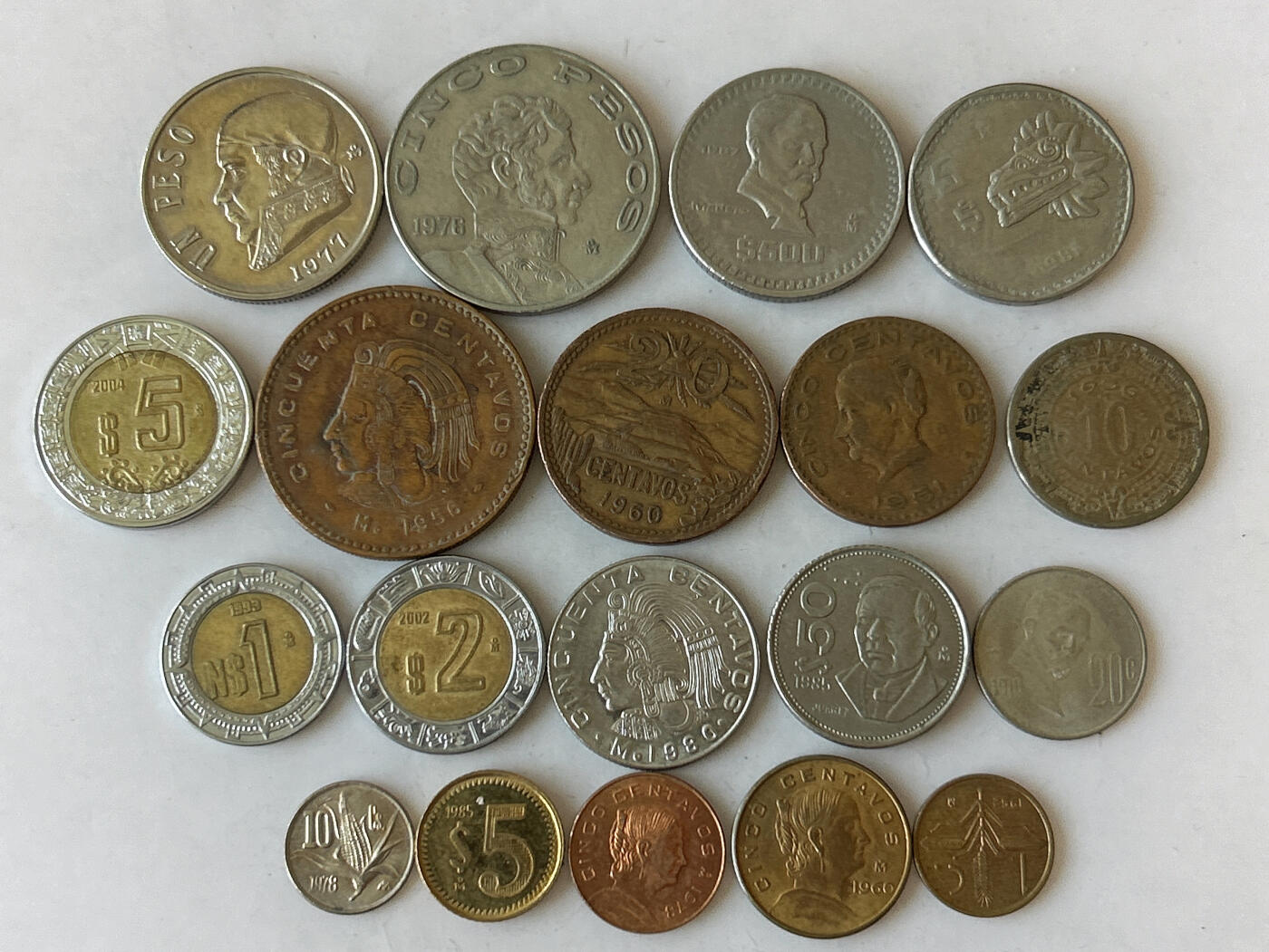 第一海外回流一元起拍收藏 散币专场 第87期 墨西哥硬币 19枚 无重复