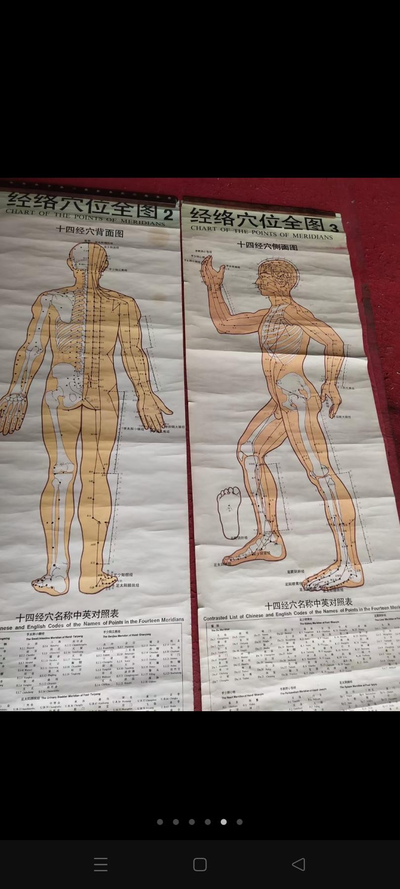 针灸人物穴位图，三张一套，高115厘米，宽37厘米，品相如图，包老包真。