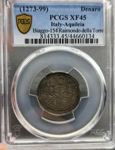 成斌钱币 2024-5-12 精品钱币徽章专场 - PCGS 评级 意大利1273年阿奎利亚银币 珍惜币
