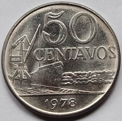 布加迪🐬～世界钱币🌾第 116 期 /  美洲国家币专场 - 巴西🇧🇷 1978年 50分 27mm 头像版