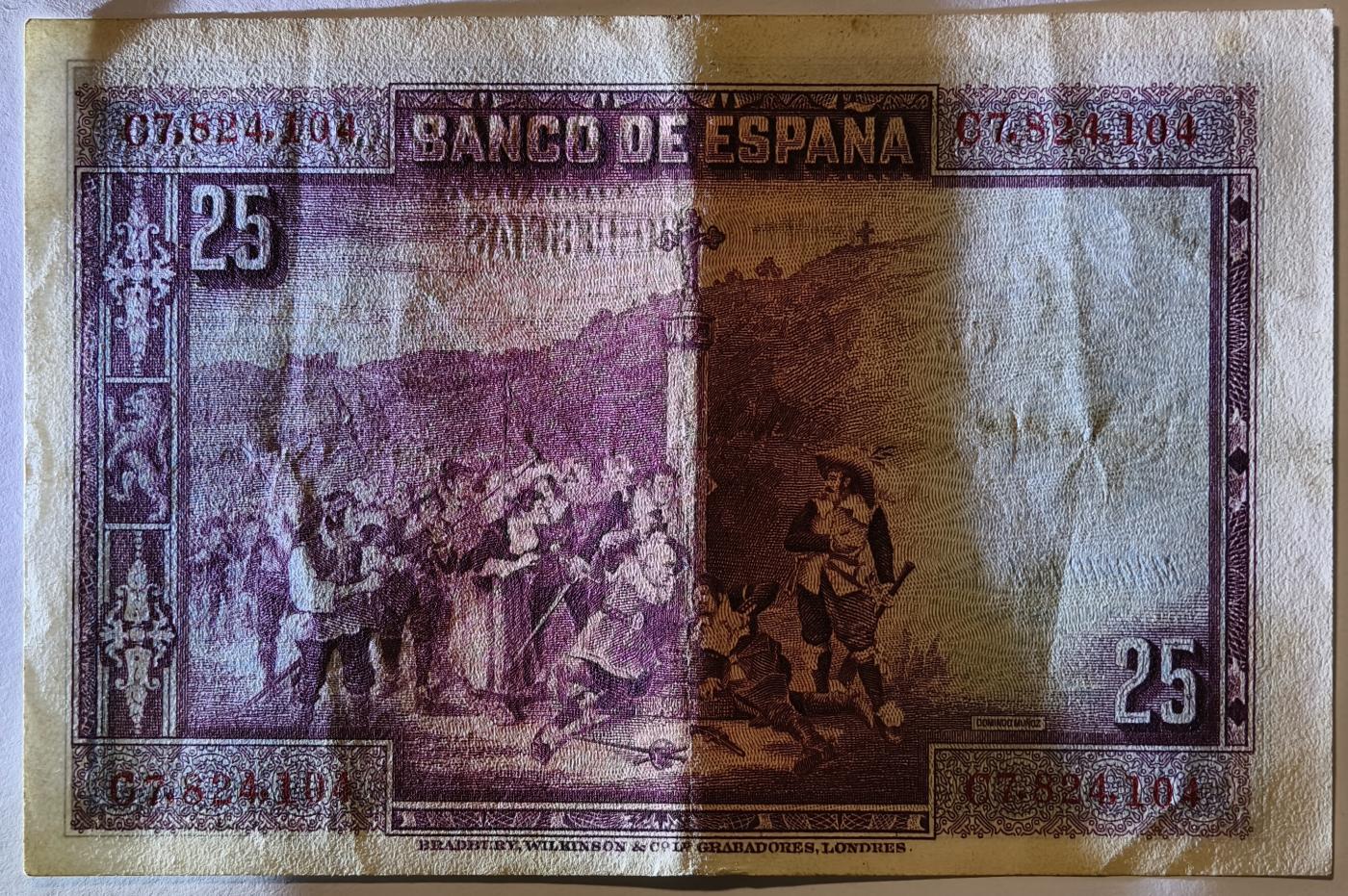 紫瑗钱币——第377期拍卖——纸币场 西班牙 1928年 卡尔德隆 25比塞塔 AU