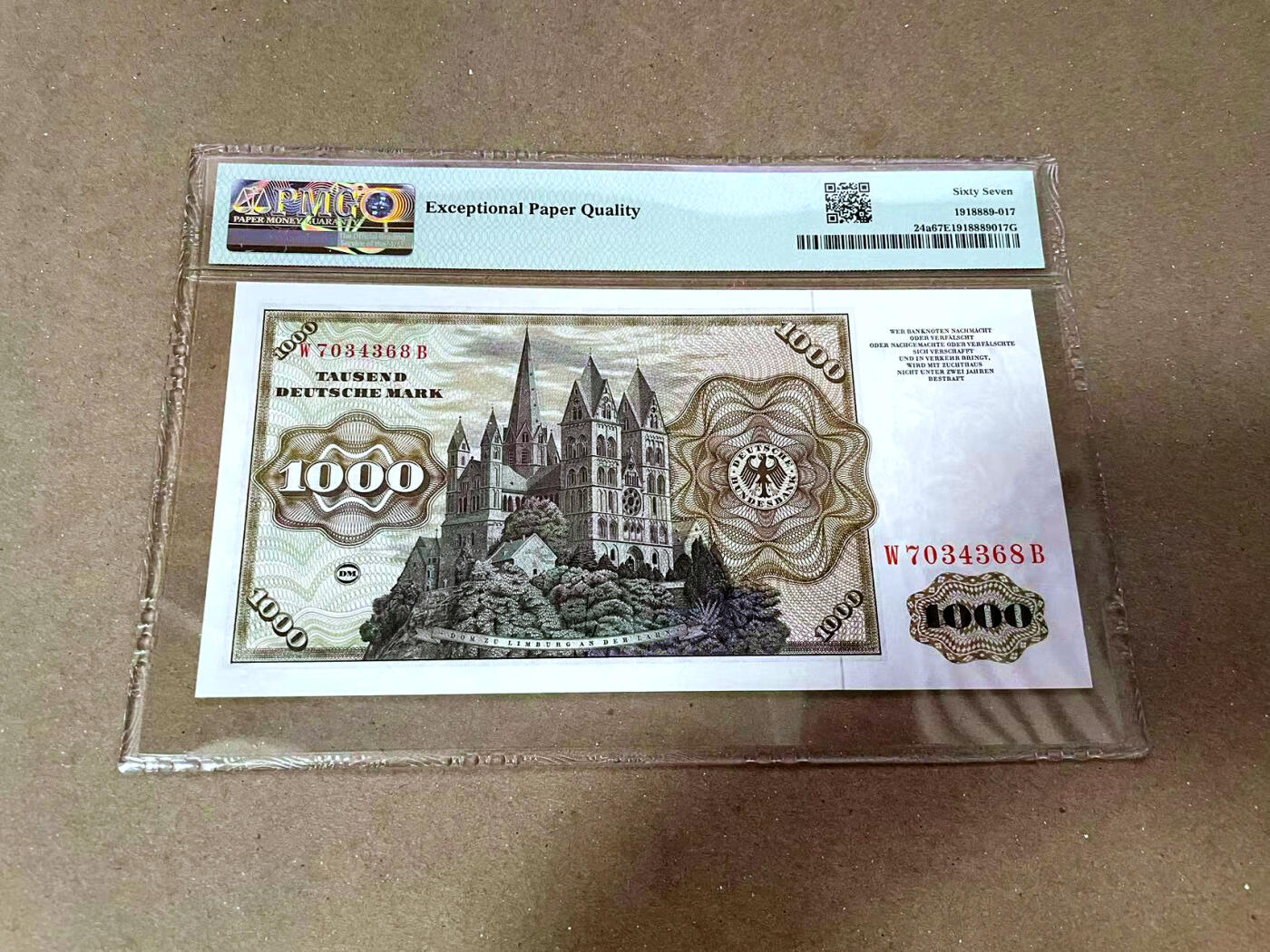 【Blue Auction】✨世界纸币精拍第476期【精】  【a版 冠军分】德国 1960年1000马克 经典舍那 雕刻极致 PMG67EPQ 高分 