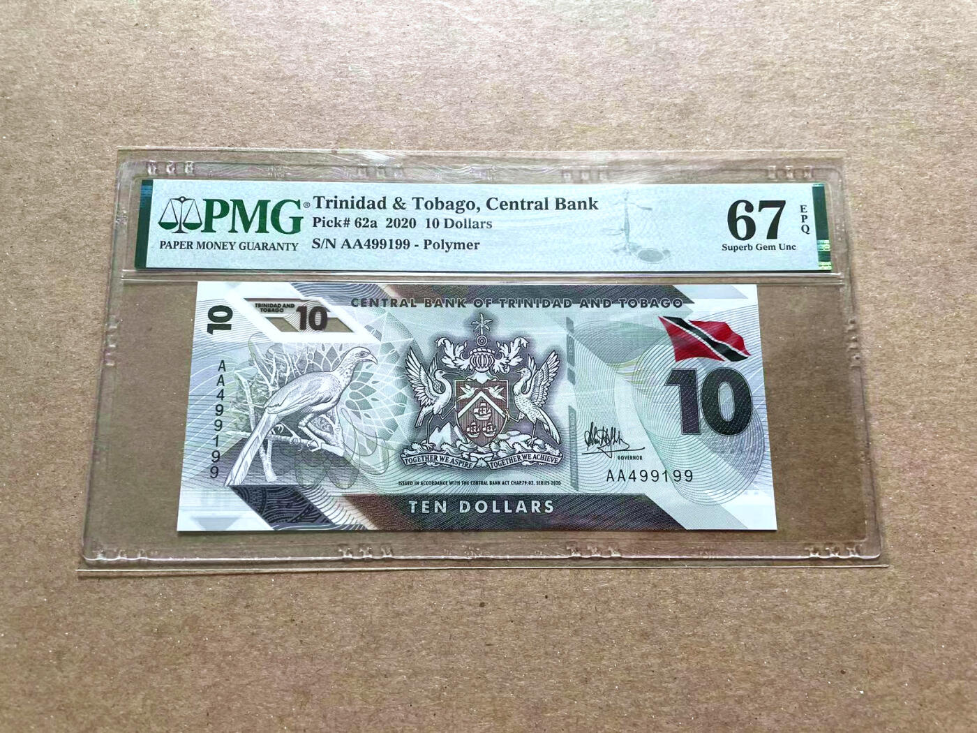 【Blue Auction】✨世界纸币精拍第476期【精】 【AA】特立尼达和多巴哥 2020年10元 PMG67EPQ 高分