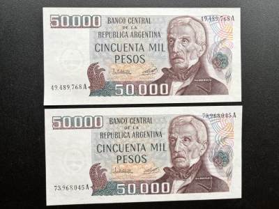 【DeJaVu】2024龙年第5场纸币拍卖 - 2枚阿根廷50000比索钞票 外国纸币