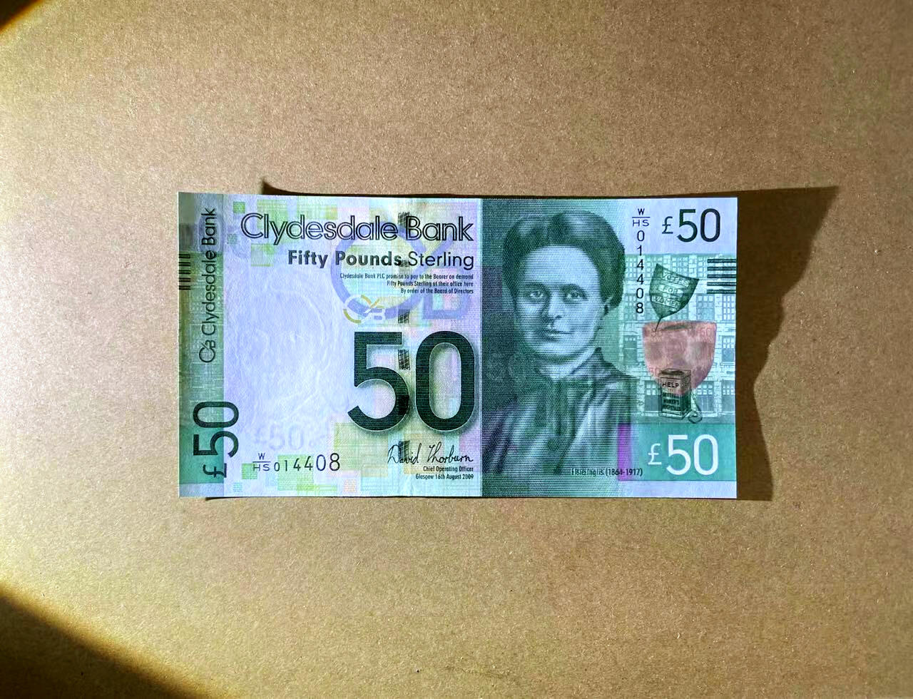 【Blue Auction】✨世界纸币精拍第476期【精】 【W/HS首发冠】苏格兰 2009年50镑 UNC （左侧有拖墨）