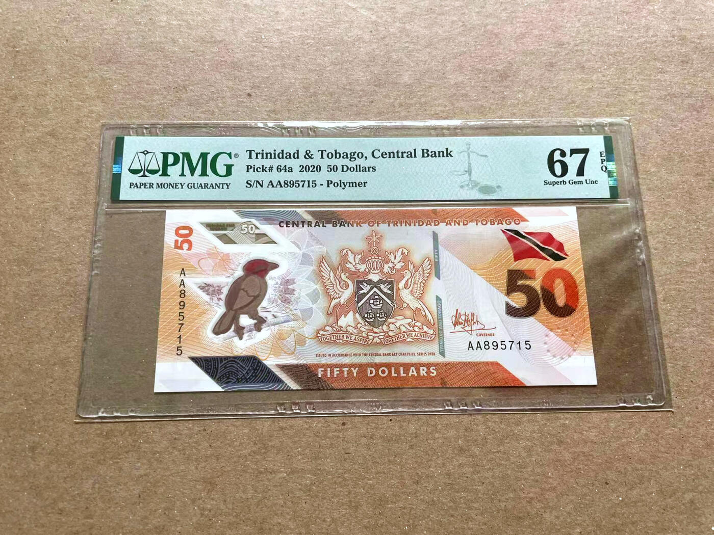 【Blue Auction】✨世界纸币精拍第476期【精】 【AA无47】特立尼达和多巴哥 2020年50元 PMG67EPQ 高分