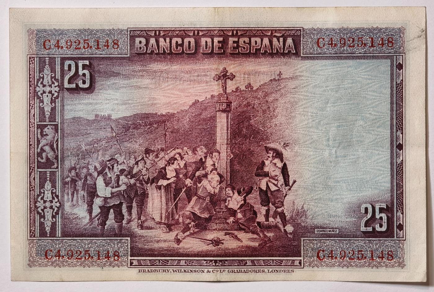 紫瑗钱币——第349期拍卖——纸币场 西班牙 1928年 卡尔德隆 25比塞塔 AU