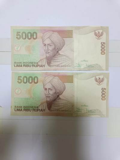 【20240519】非全新纸币第137场 - 印度尼西亚5000卢比2张纸币
