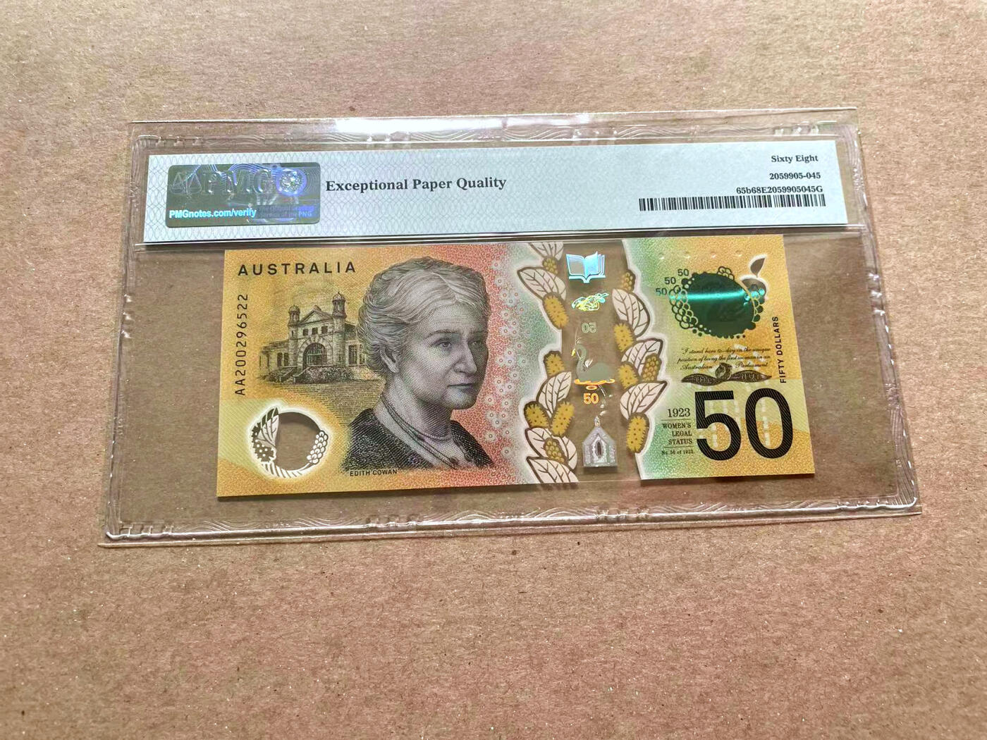 【Blue Auction】✨世界纸币精拍第476期【精】 【AA无47】澳大利亚 2020年50元  PMG68EPQ 超高分