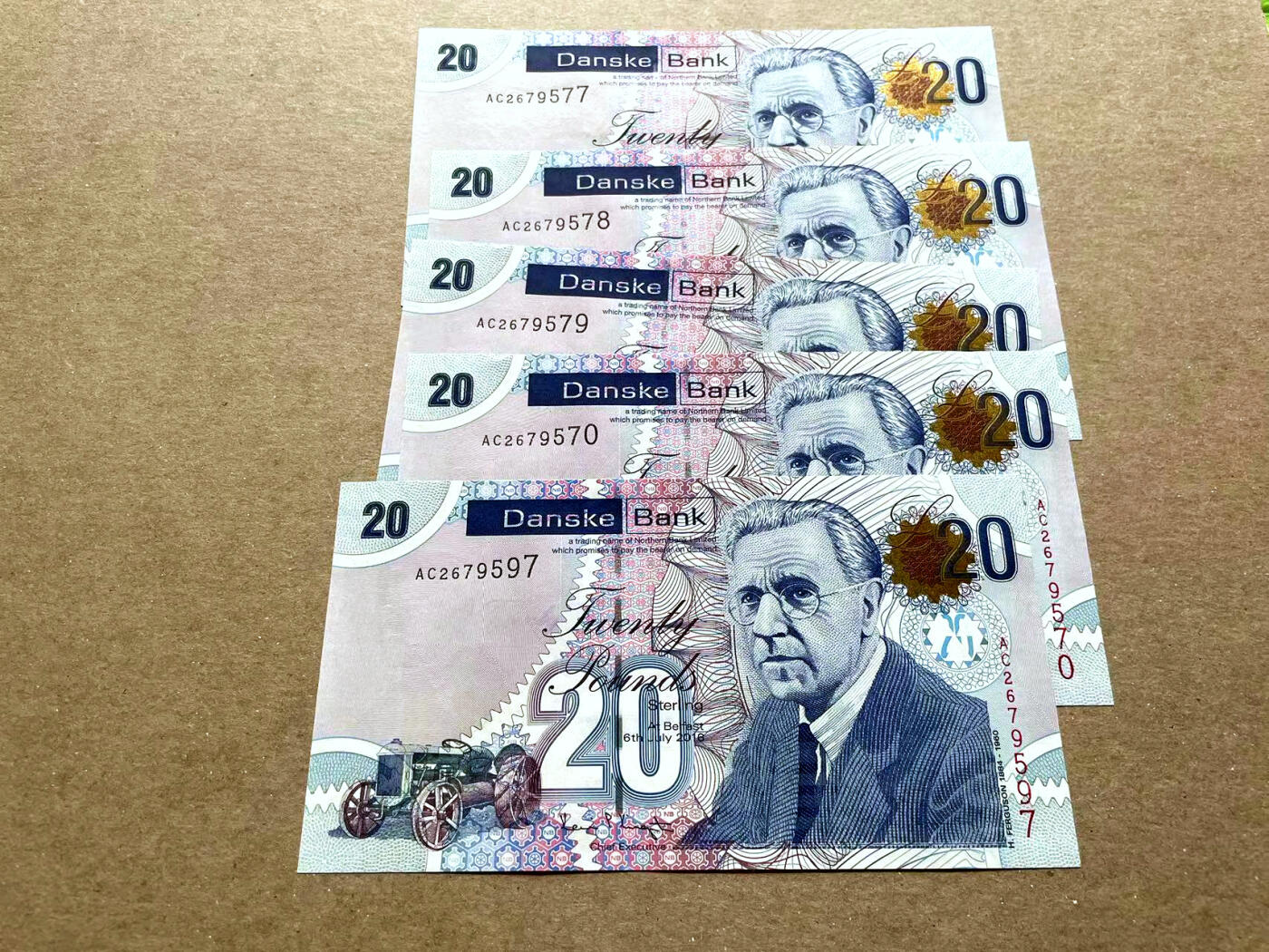 【Blue Auction】✨世界纸币精拍第476期【精】 【一组5张】北爱尔兰 2018年20镑 全新UNC