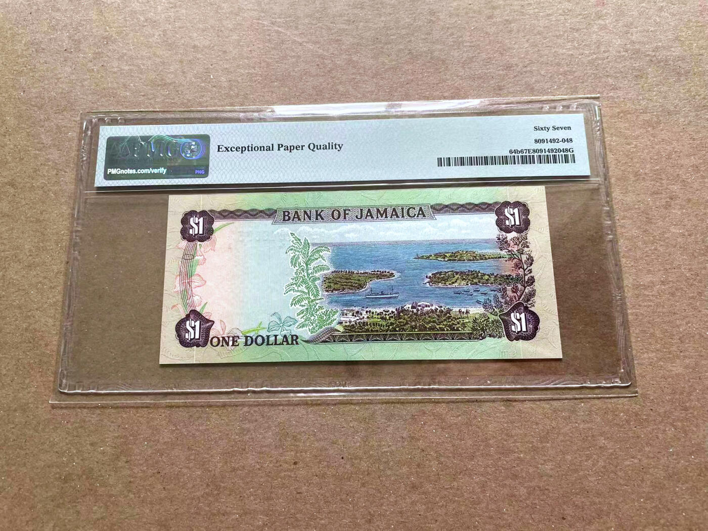 【Blue Auction】✨世界纸币精拍第476期【精】 牙买加 1982-86年1元  PMG67EPQ 高分