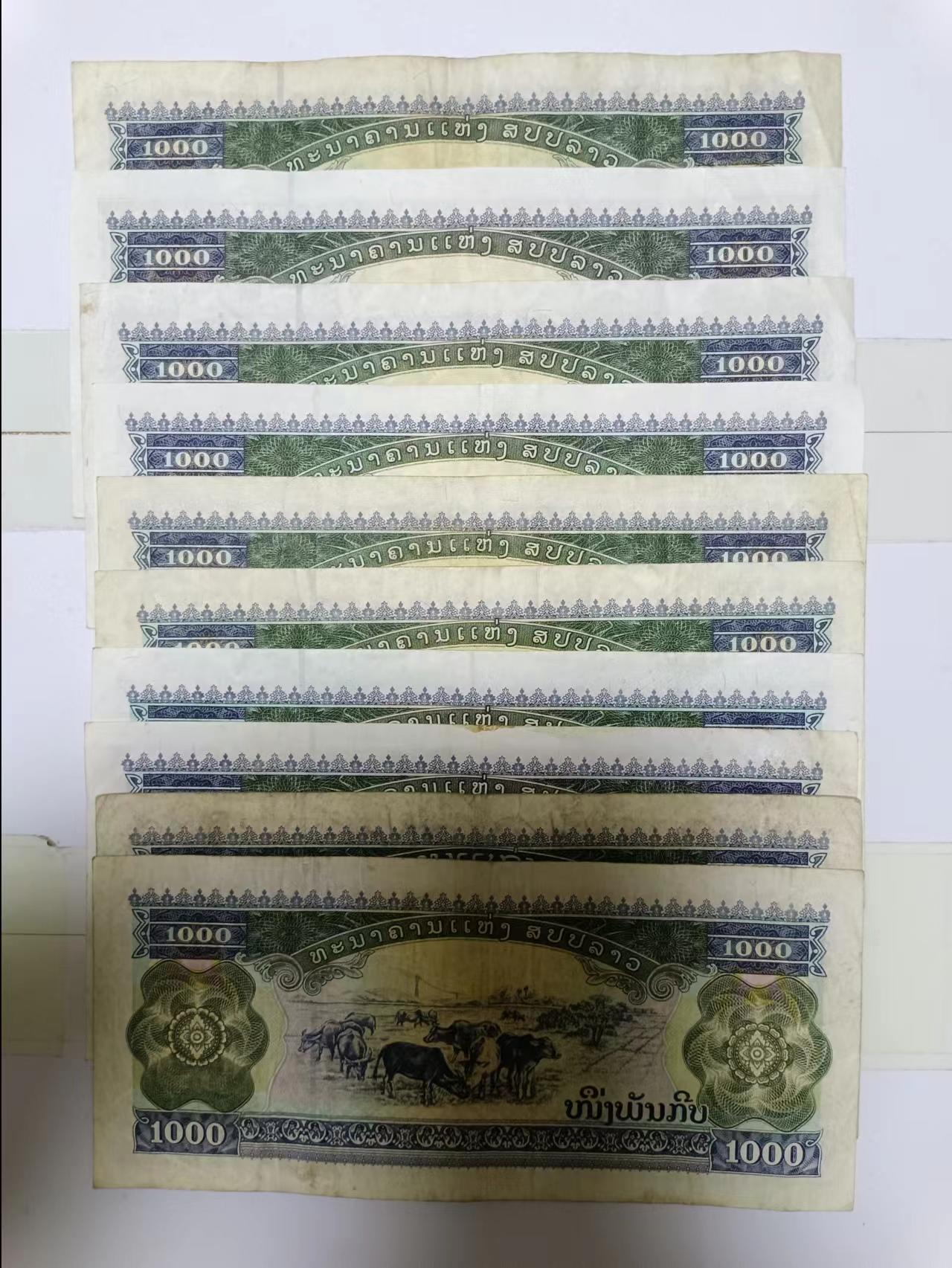 【20240519】非全新纸币第137场 老挝1000基普10张纸币