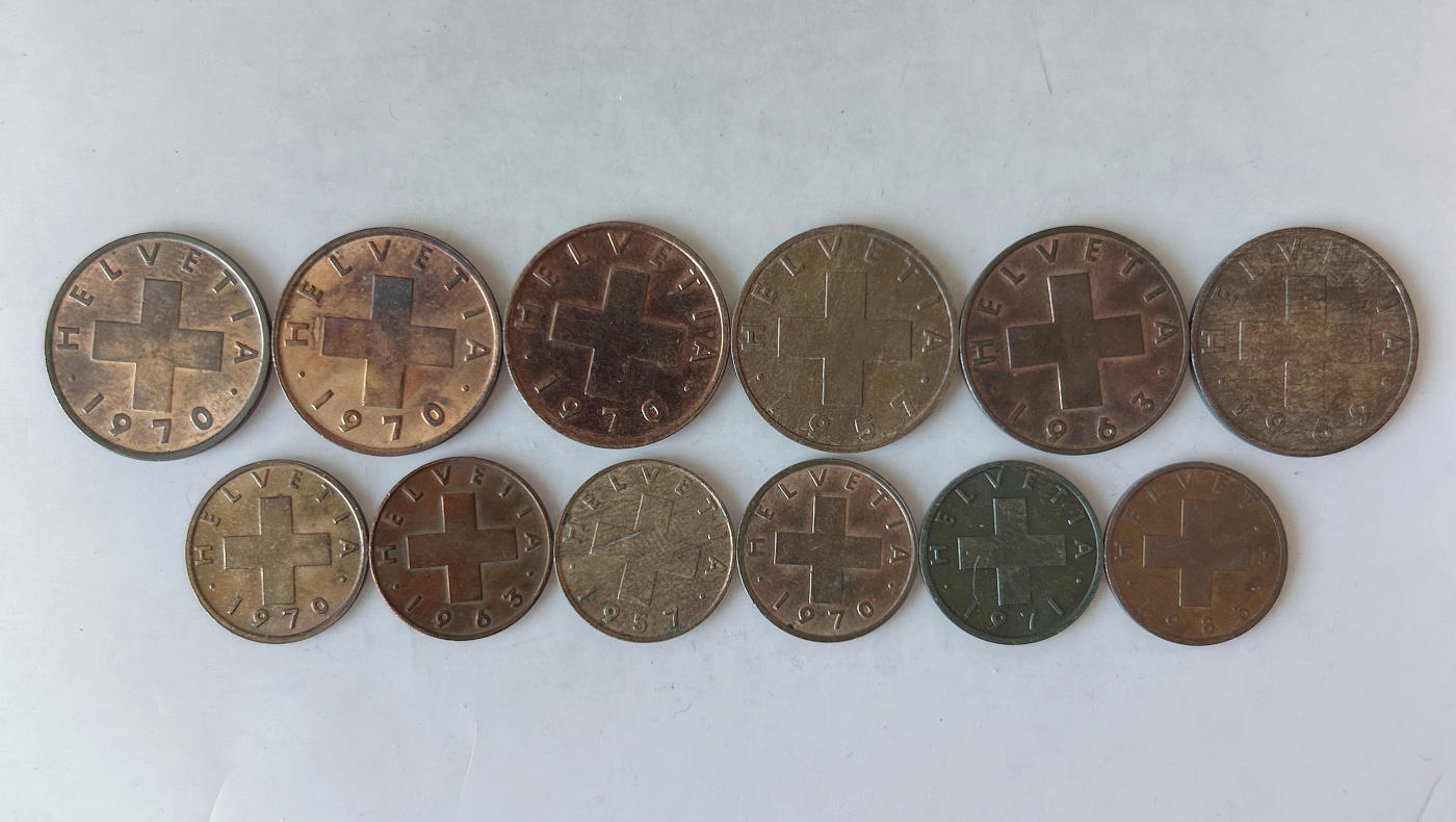 第一海外回流一元起拍收藏 散币专场 第87期 瑞士铜币 1分+2分