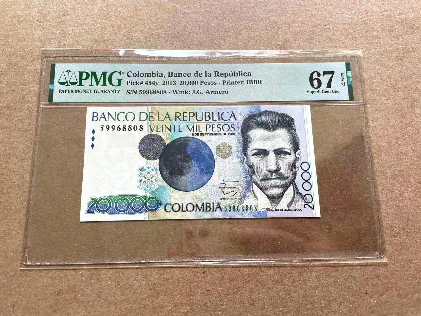 【Blue Auction】✨世界纸币精拍第476期【精】 【无47】哥伦比亚 2013年20000比索 PMG67EPQ 高分