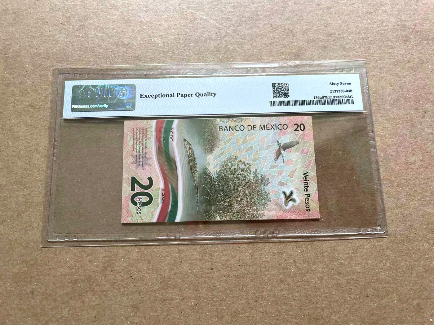 【Blue Auction】✨世界纸币精拍第476期【精】 【AA】墨西哥 2021年20比索 PMG67EPQ 高分