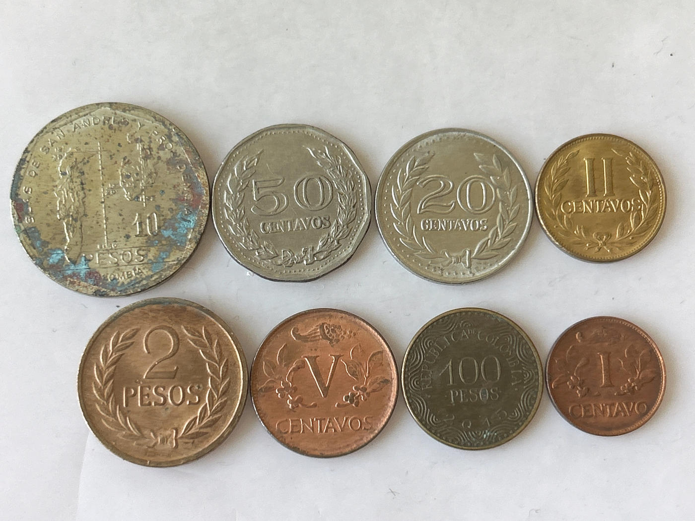 第一海外回流一元起拍收藏 散币专场 第87期 哥伦比亚不同面值硬币 8枚