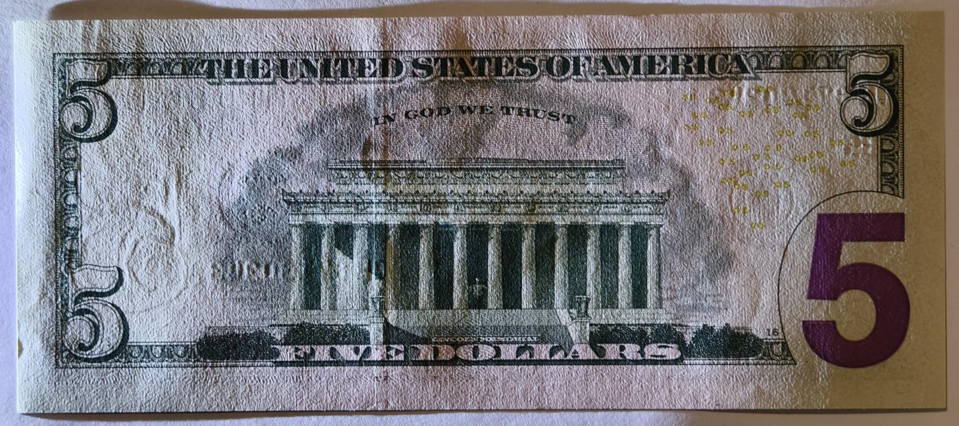 紫瑗钱币——第349期拍卖——纸币场 美国 2021年 E版 无序列 亚伯拉罕·林肯 5美元 彩色版 UNC