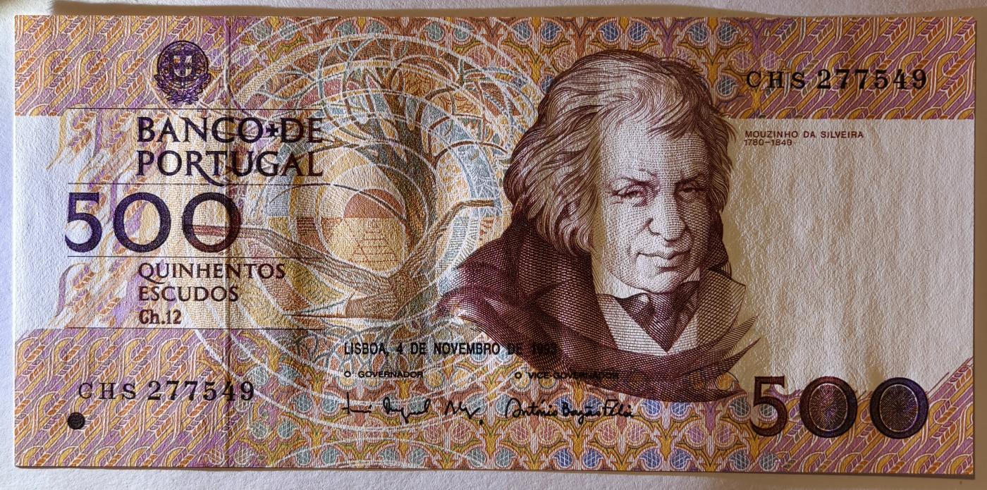 紫瑗钱币——第363期拍卖——纸币场 葡萄牙 1993年 11月4日 莫西尼奥 500埃斯库多 UNC (P-180f)