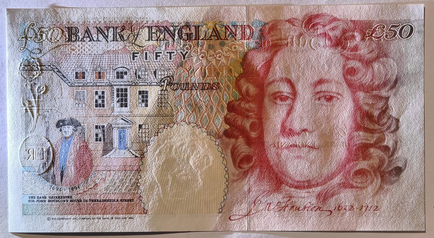 紫瑗钱币——第363期拍卖——纸币场 英国 1994年 E序列 英格兰银行第一任行长 约翰·霍布伦 50英镑 UNC