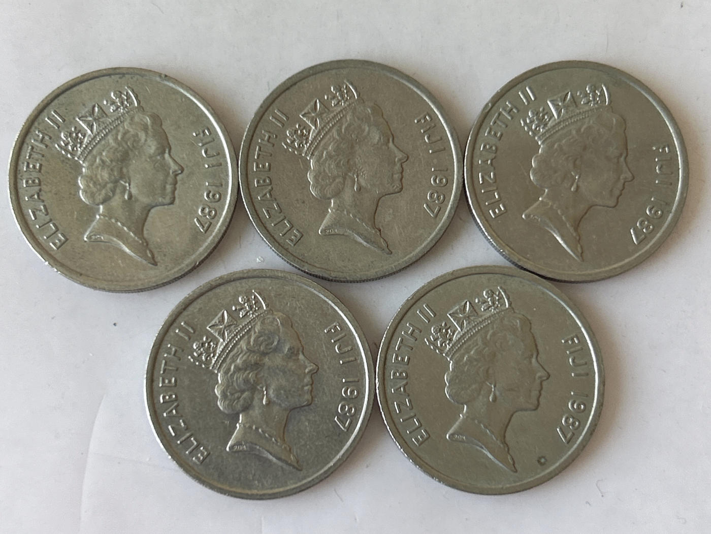 第一海外回流一元起拍收藏 散币专场 第87期 斐济1987年20分 5枚