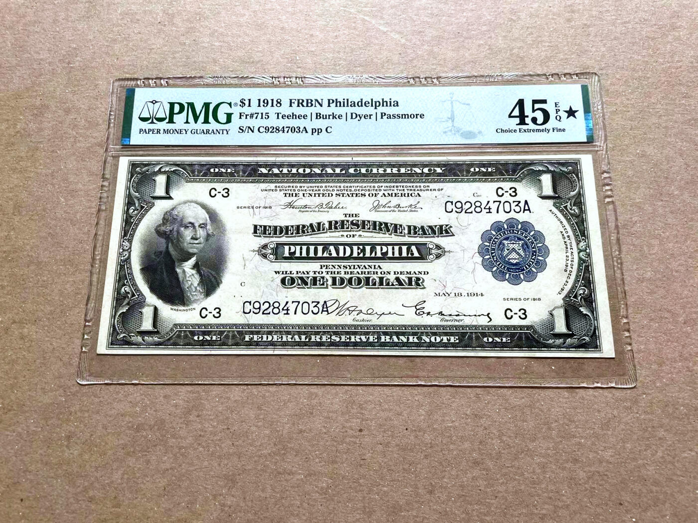 【Blue Auction】✨世界纸币精拍第476期【精】  【带星少见】美国 1918年1美金 飞鹰 PMG45EPQ星星 