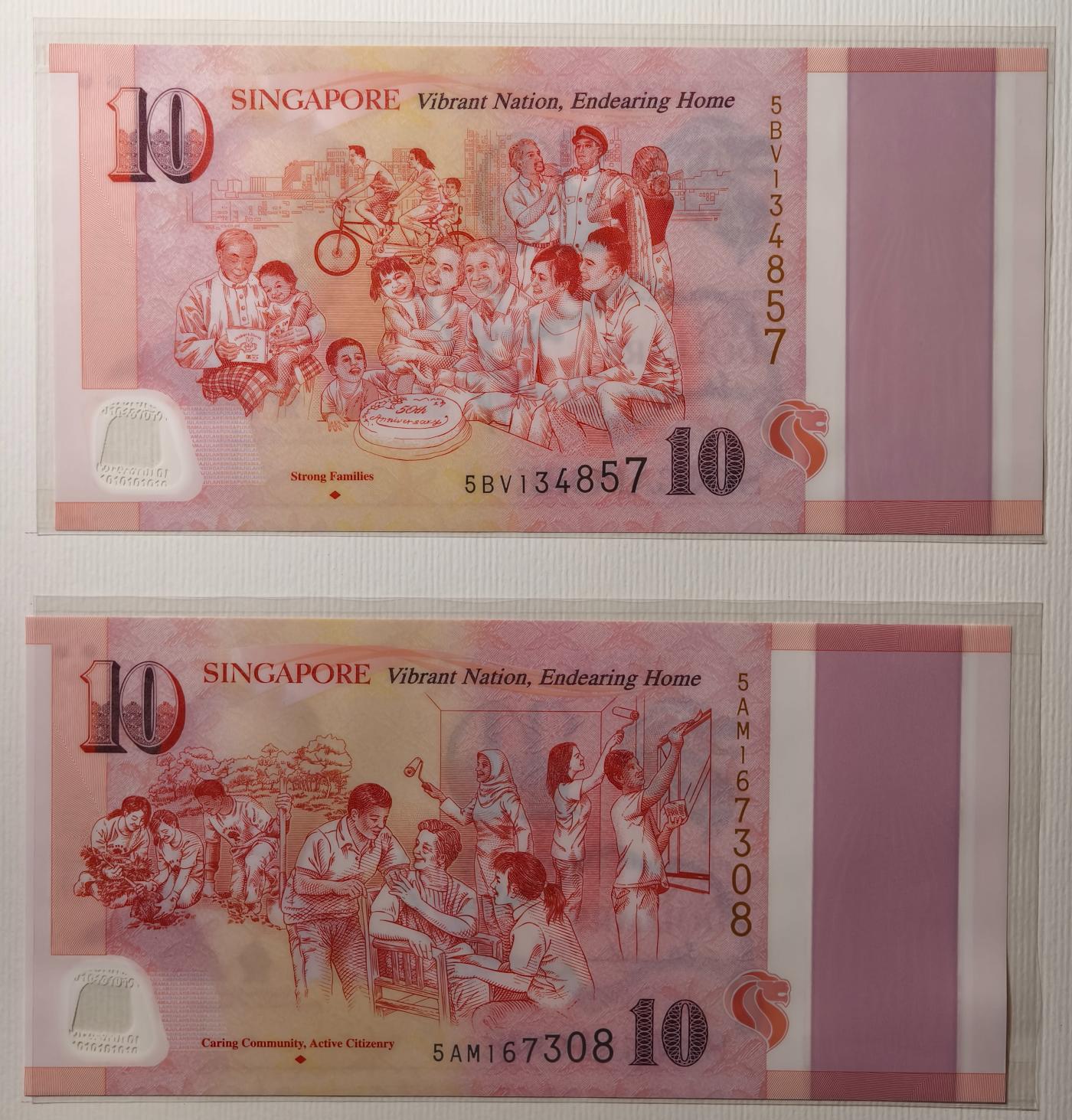 紫瑗钱币——第349期拍卖——纸币场 新加坡 2015年 建国50周年 纪念钞 一套6枚 共100新币 原册 UNC