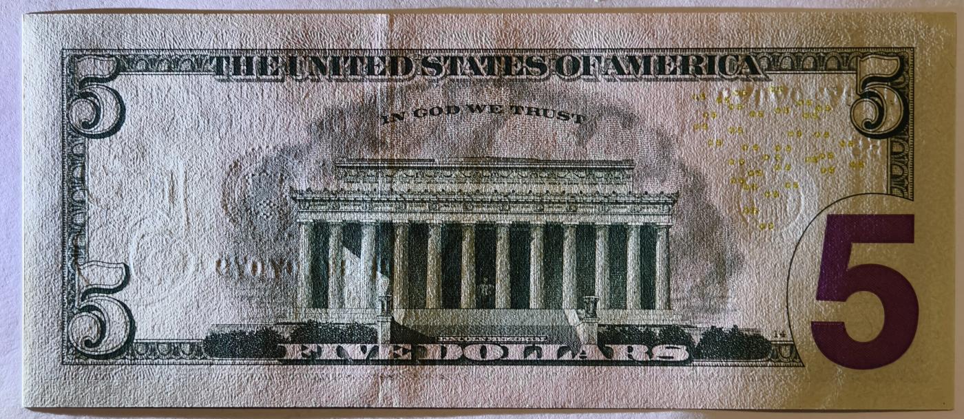 紫瑗钱币——第349期拍卖——纸币场 美国 2021年 E版 无序列 亚伯拉罕·林肯 5美元 彩色版 UNC