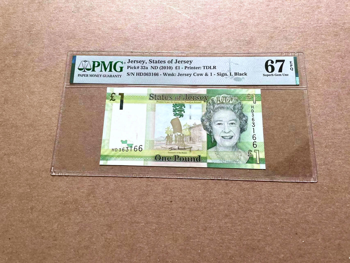【Blue Auction】✨世界纸币精拍第476期【精】 【无47】泽西 2010年1镑 PMG67EPQ 高分