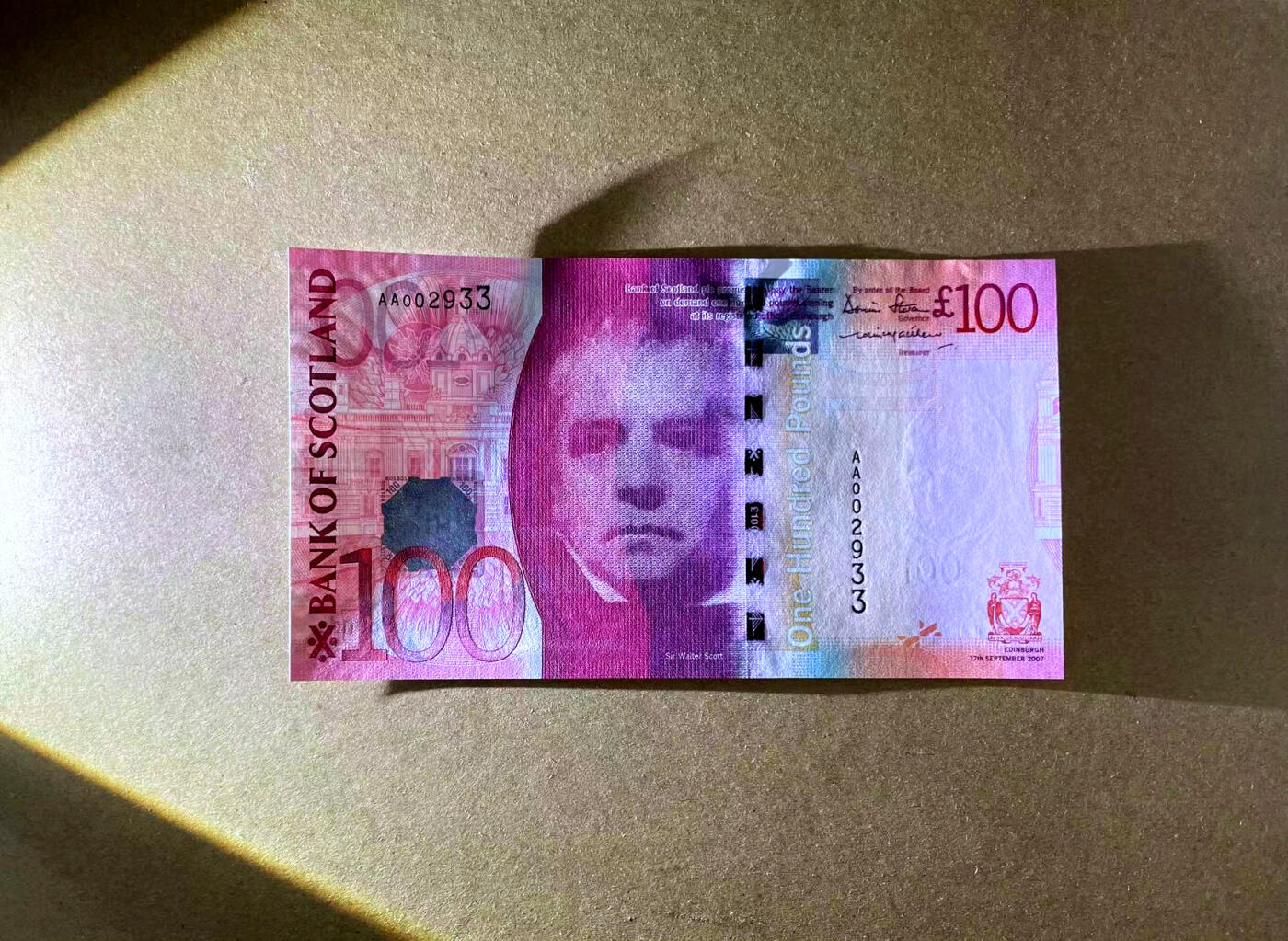 【Blue Auction】✨世界纸币精拍第476期【精】 【AA冠千位无47】苏格兰 2007年100镑 UNC