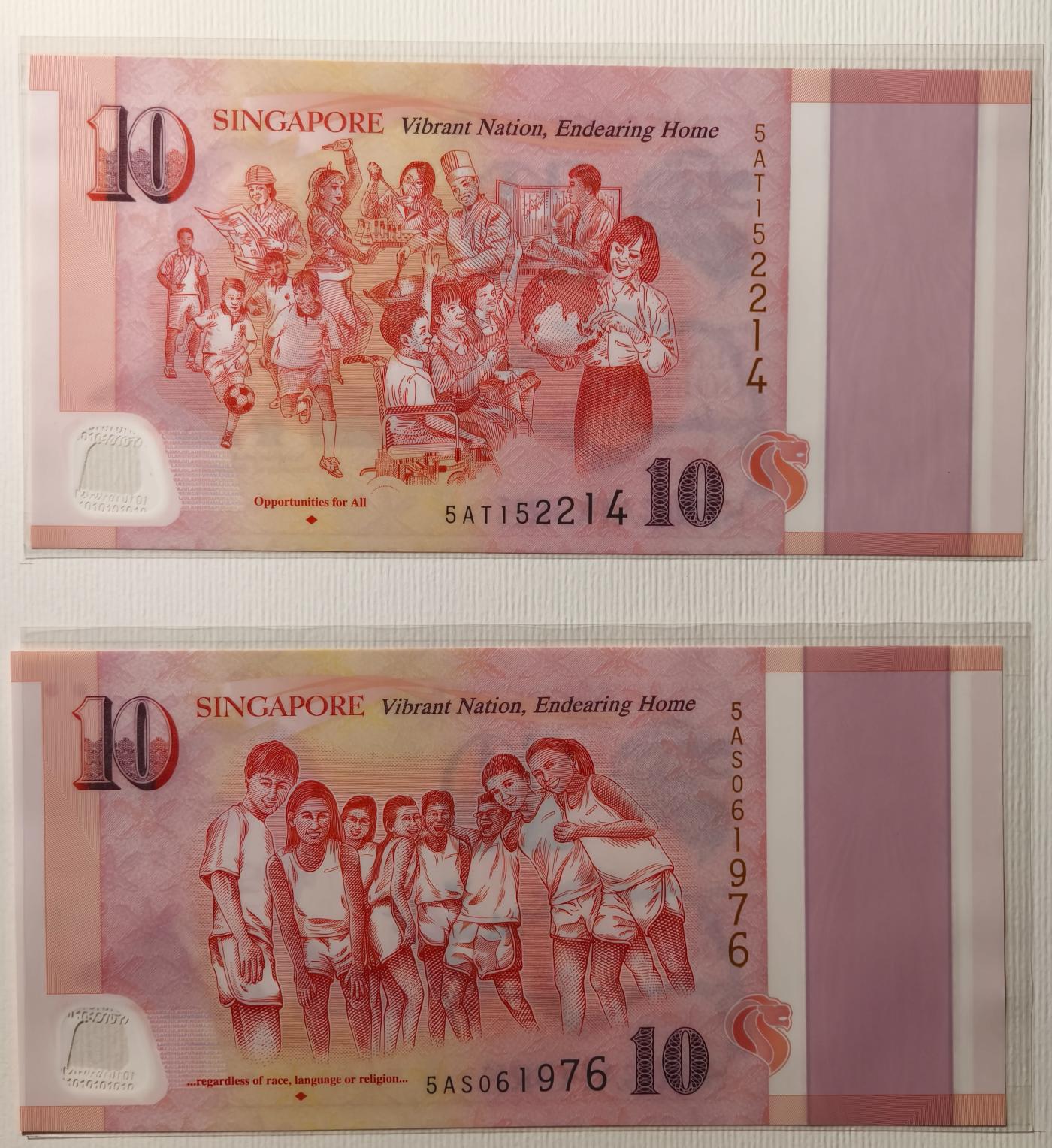 紫瑗钱币——第349期拍卖——纸币场 新加坡 2015年 建国50周年 纪念钞 一套6枚 共100新币 原册 UNC