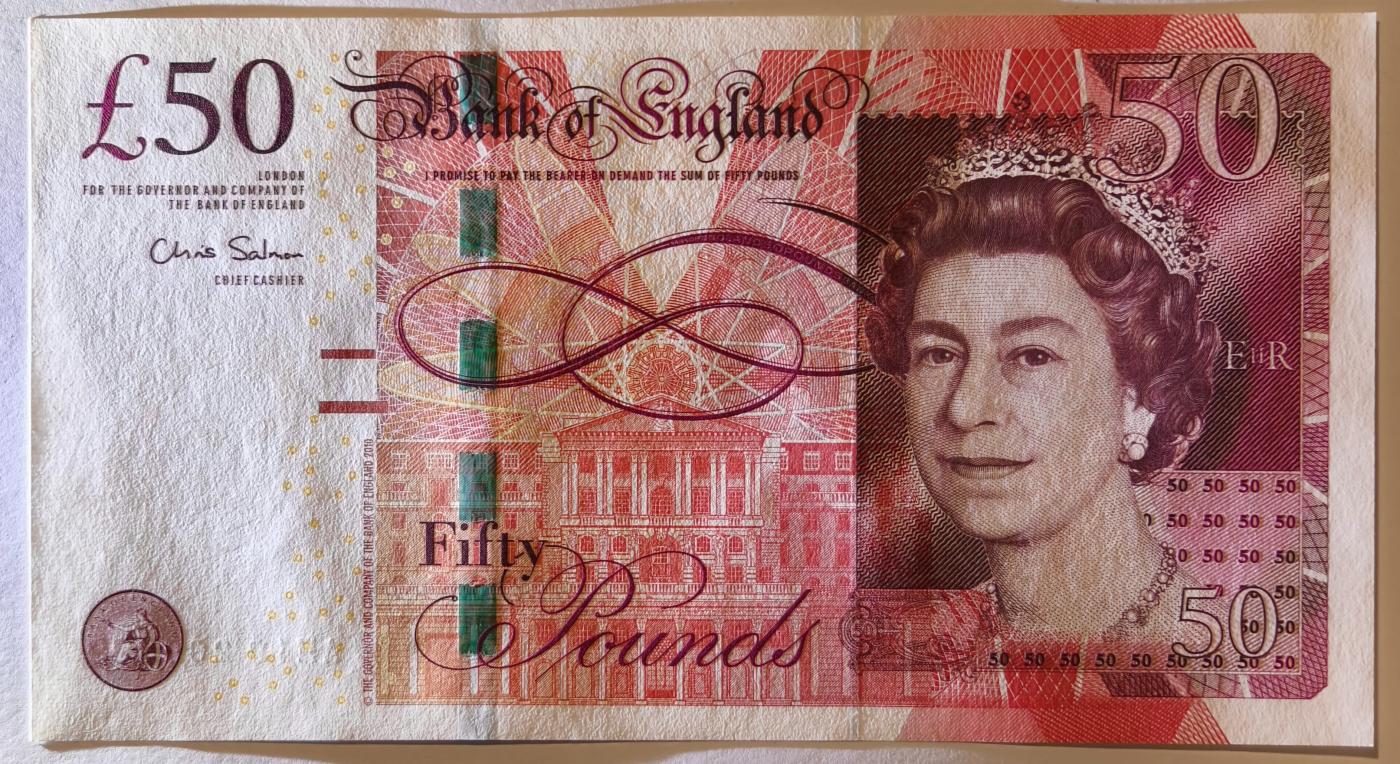 紫瑗钱币——第377期拍卖——纸币场 英国2010年 F序列 工程师瓦特(蒸汽机发明者)和其推广合作者博尔顿 50镑 UNC