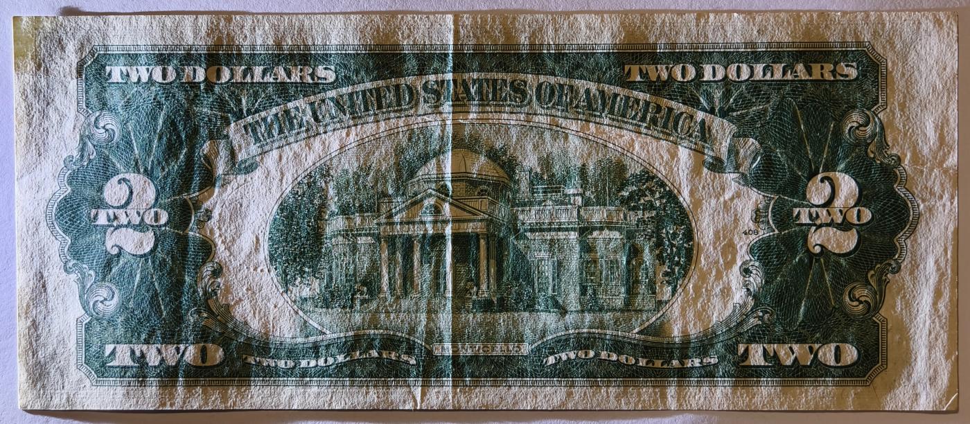 紫瑗钱币——第349期拍卖——纸币场 美国 1953年 B序列 托马斯·杰斐逊 2美元 红印 政府券 AU