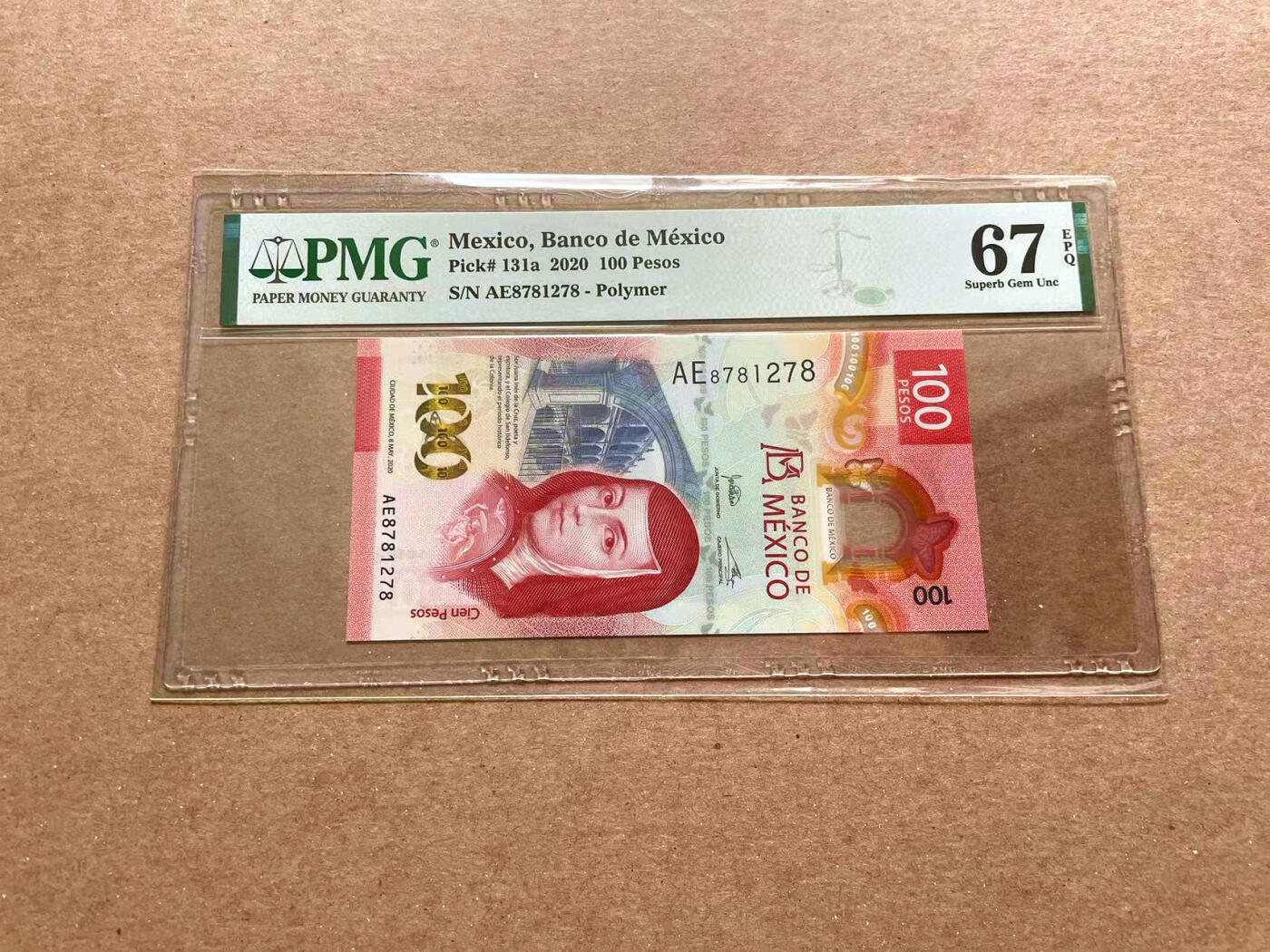 【Blue Auction】✨世界纸币精拍第476期【精】 墨西哥 2020年100比索 PMG67EPQ 高分