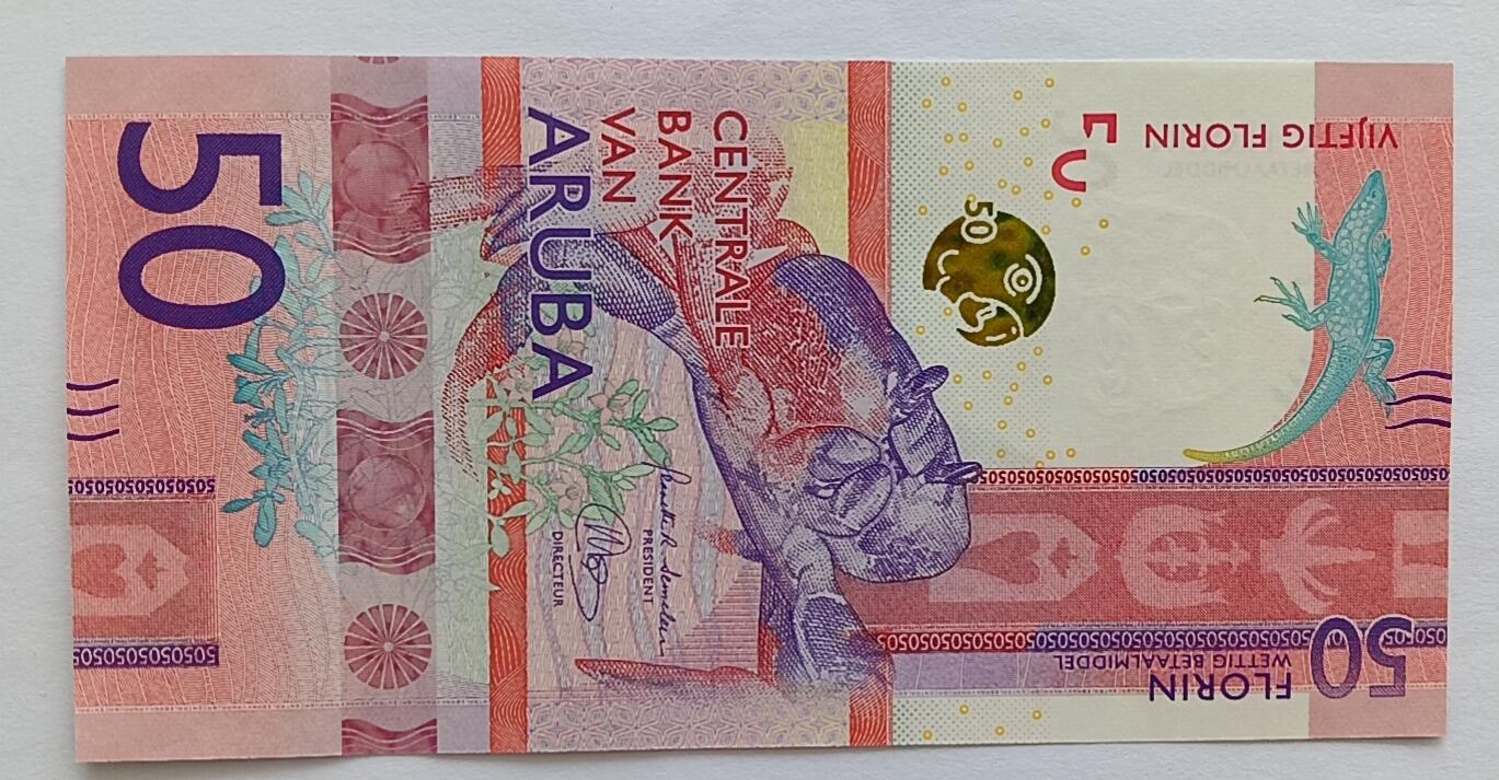 精品钱币第28场 全新UNC阿鲁巴50佛罗林首发A