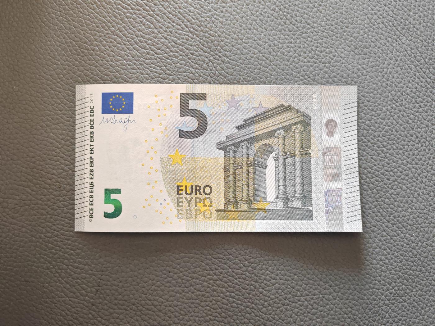 欧盟纸币(Euro) 5欧元 纸币 三签 WA首发冠号001批次 无47 全新UNC