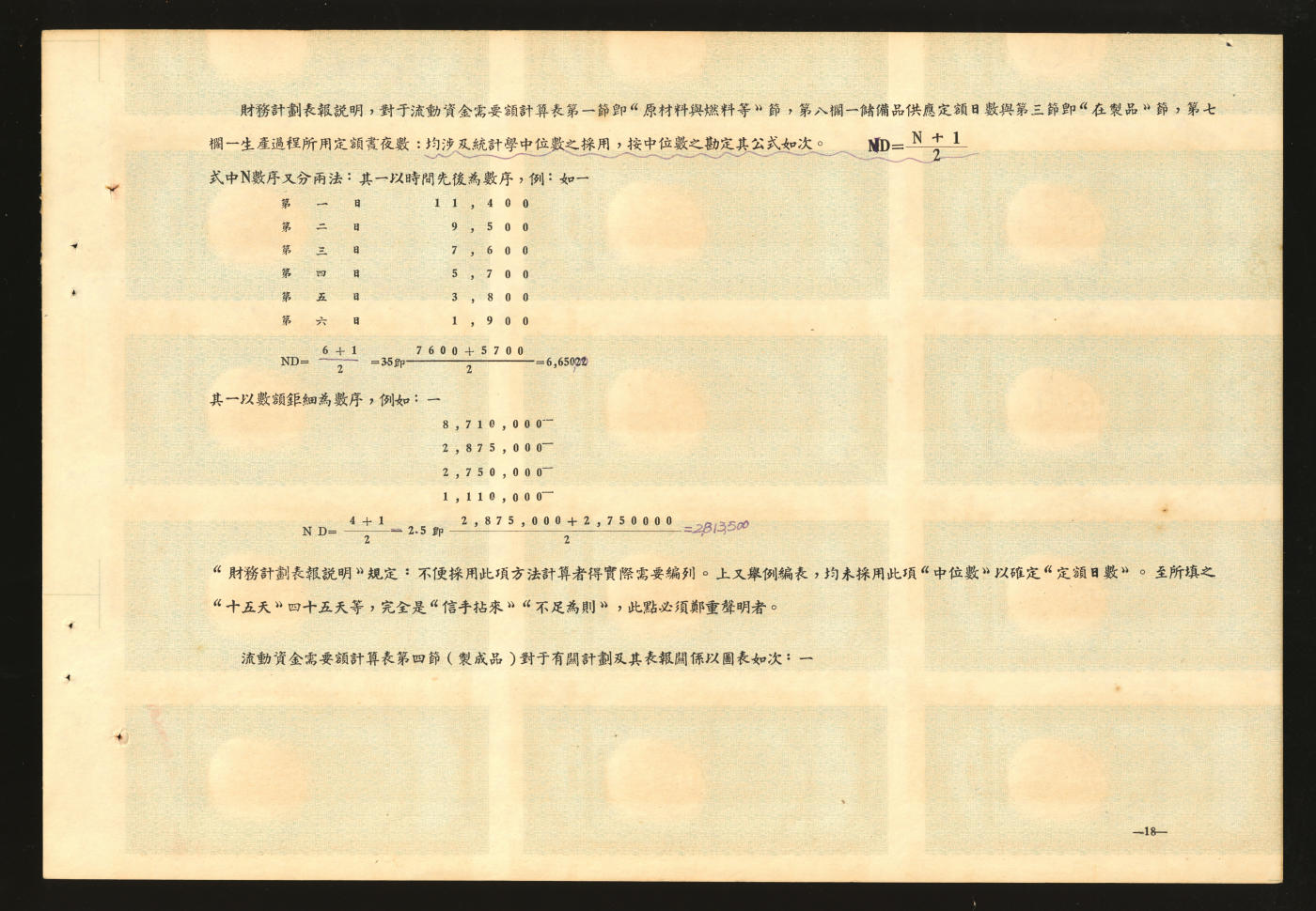 泓盛2024年春季拍卖会 纸币 18-20号3天 1949年重庆中央银行银圆辅币券伍分共12枚连体券，背面图案完整，正面仅印有底纹、且印有财务计划表报等文字与公式，少见，十分奇特，水印十分清晰，值得研究与探索；色彩浓郁纯正，凹凸明显，原汁原味，未折九五成新