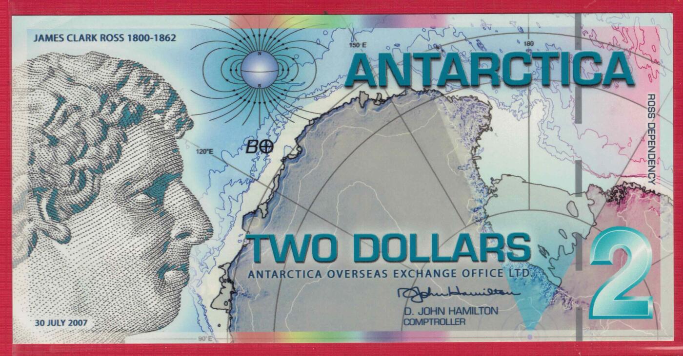南极洲2007年2元 塑料钞 非流通 无47 雷达号 实物图 UNC