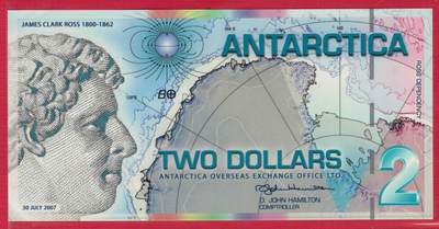 南极洲2007年2元 塑料钞 非流通 无47 雷达号 实物图 UNC - 南极洲2007年2元 塑料钞 非流通 无47 雷达号 实物图 UNC