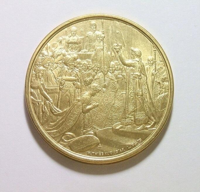 法国拿破仑金叶冠+加冕仪式 高浮雕精制大铜章 40MM