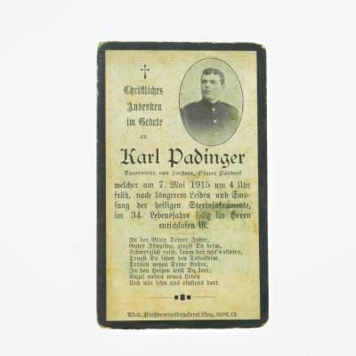 勋章奖章交易所5月19日拍卖 - 奥匈一战阵亡卡，卡尔帕丁格阵亡于1915年5月