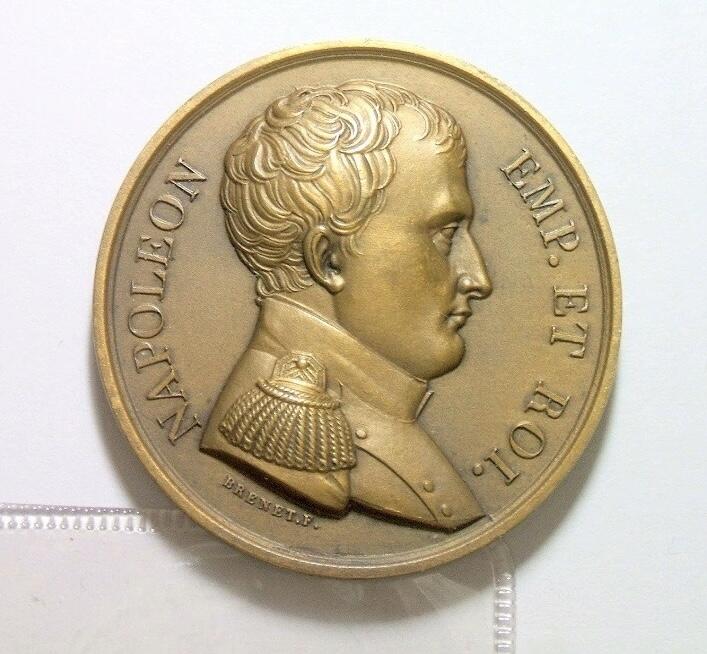 法国1814年 拿破仑第一次退位高浮雕精制大铜章 40MM