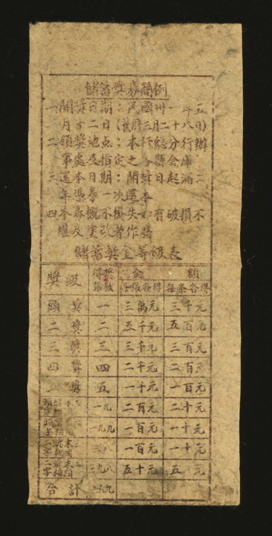 泓盛2024年春季拍卖会 纸币 18-20号3天 民国三十一年（1942年）陕甘宁边区银行第二期储蓄奖券伍圆，少见，色彩浓郁纯正，沪上藏家出品，八五成新